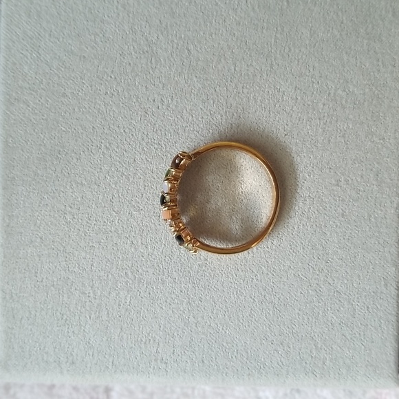 Gold plated ring with genuine semi-precious stones.  Ladies size 8. - Picture 4 of 4